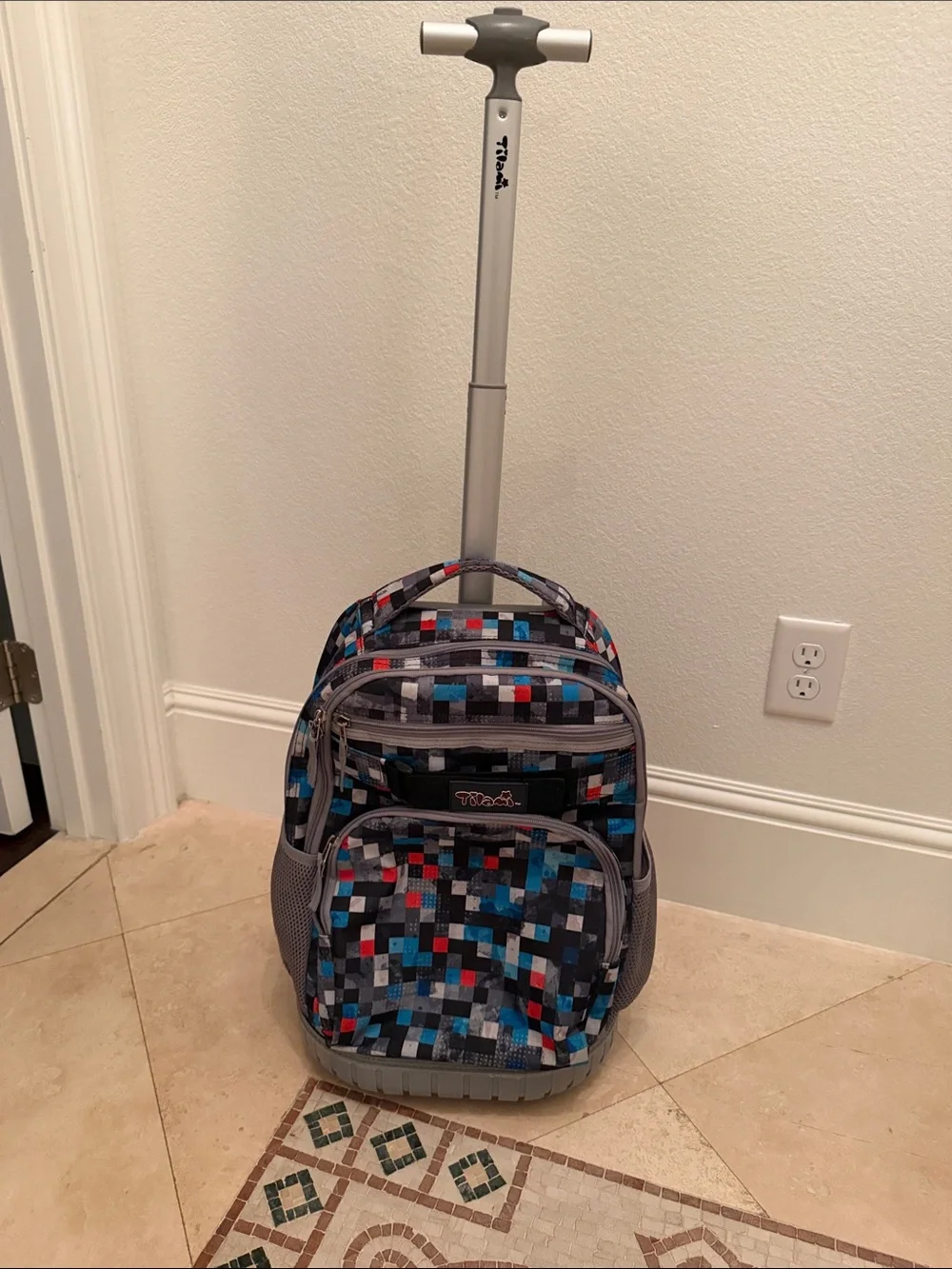 Trolley Backpack in Multicolor Pixel Print - Unbranded